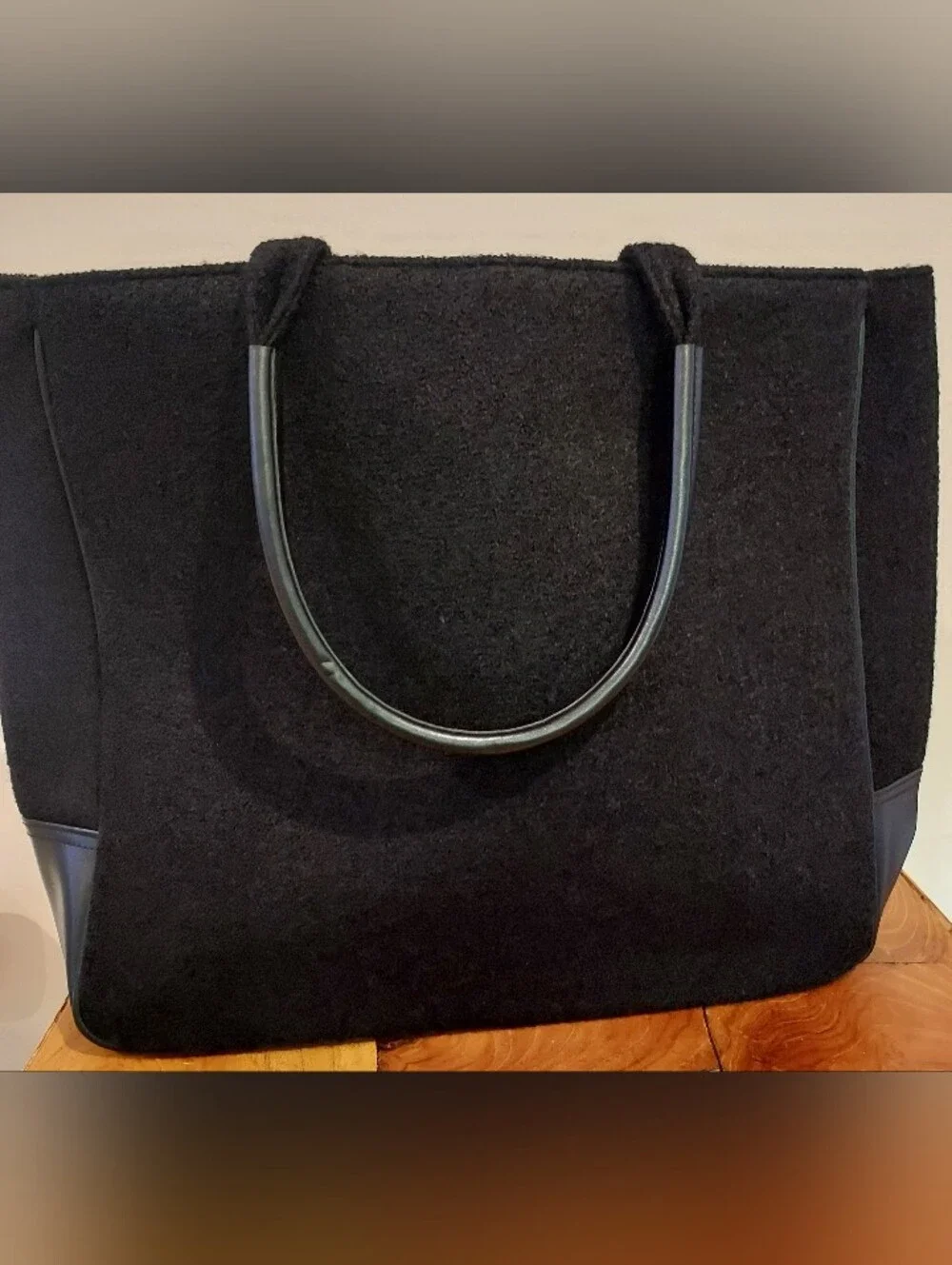 Givenchy Parfums Black Wool Blend Large Tote Bag Red Lined Bag Charm